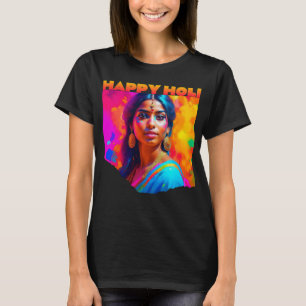 Camiseta Feliz Holi, bella mujer, azul