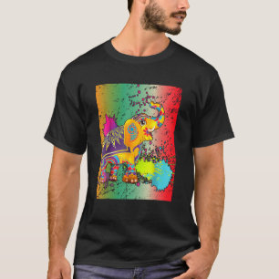 Camiseta Feliz Holi Colores India Elefante de Primavera Hin