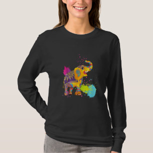 Camiseta Feliz Holi Colores India Elefante de Primavera Hin