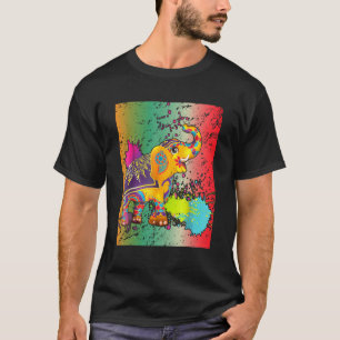 Camiseta Feliz Holi Colores India Elefante de Primavera Hin