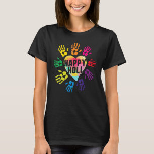 Camiseta Feliz Holi coloridas manos Imprimir colores danza