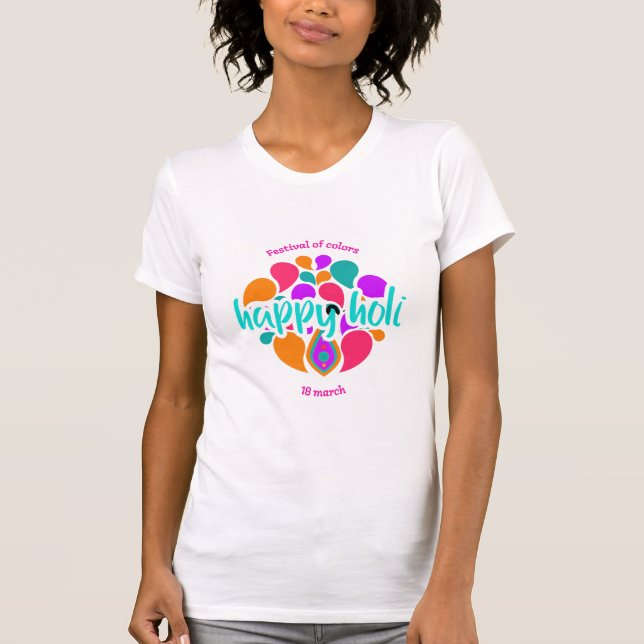 Camiseta Feliz Holi T Shirt Para Mujeres Hombres Niños Colo (Anverso)