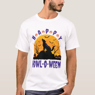 Camiseta Feliz Howl O Ween Halloween Howling Wolf Dog