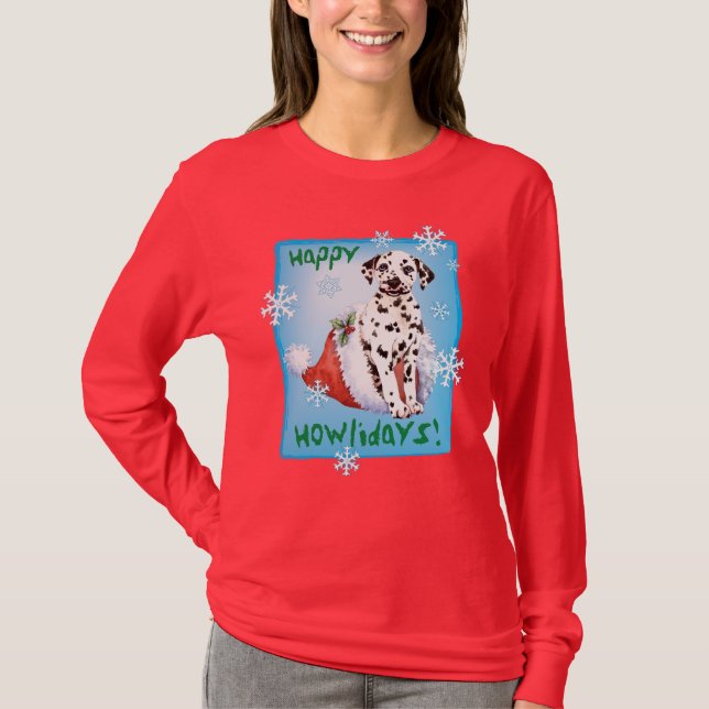 Camiseta Feliz Howlidays Dalmatian (Anverso)