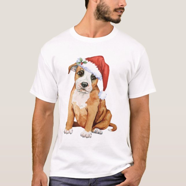 Camiseta Feliz Howlidays Staffordshire Bull Terrier (Anverso)