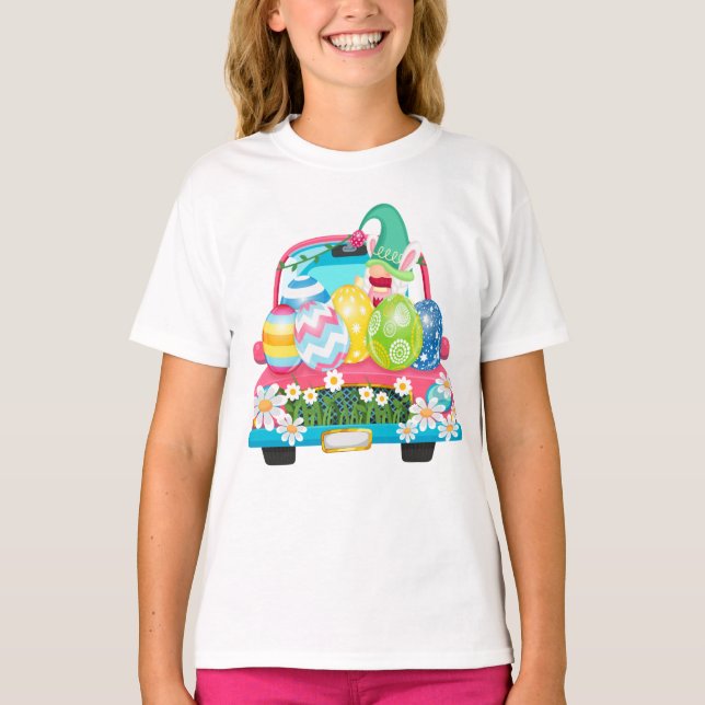 Camiseta Feliz Huevo de Pascua Gnomes Bunny Truck Chica (Anverso)