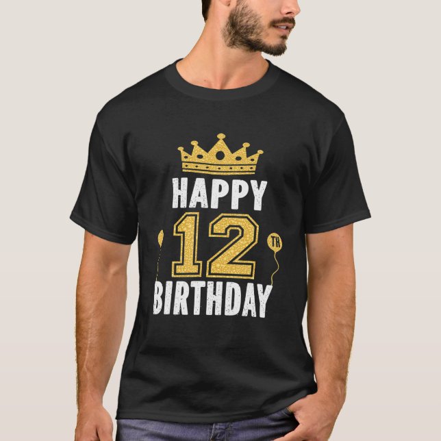 Camiseta Feliz Idea De Cumpleaños Para Niños De 12 Años Y (Anverso)
