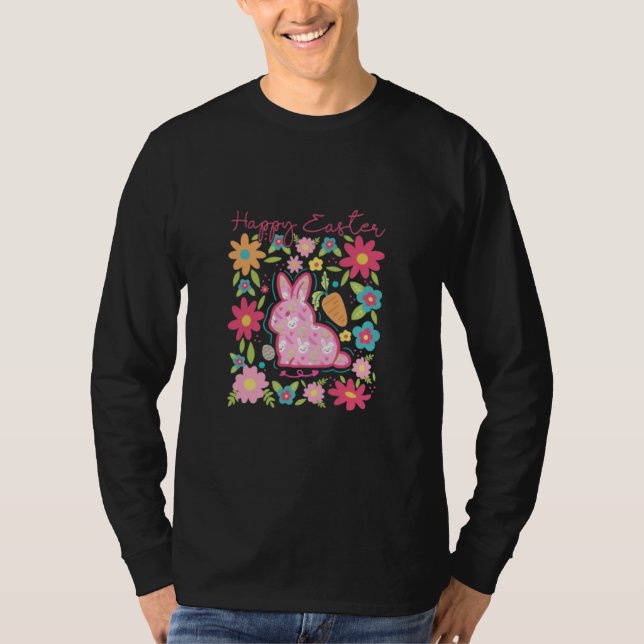 Camiseta Feliz Ilustracion Conejo de Pascua (Anverso)