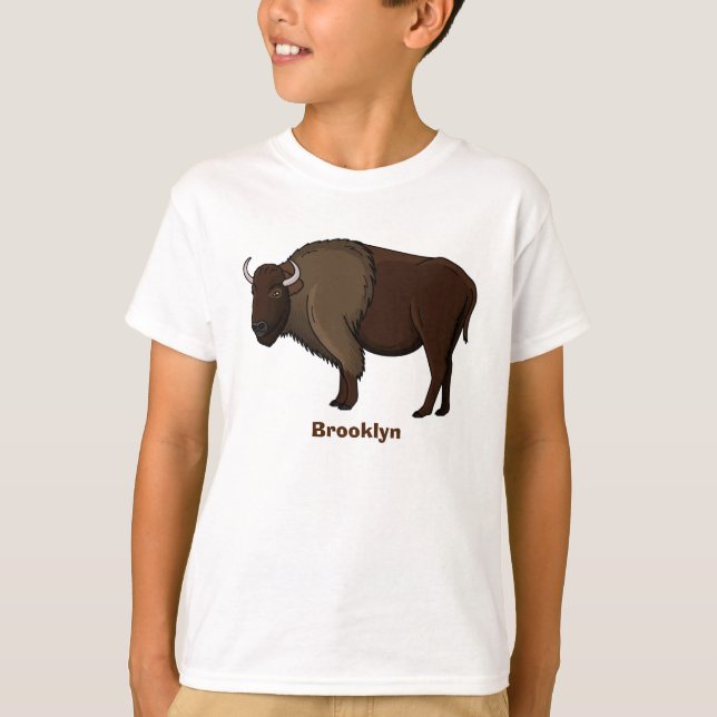 Camiseta Feliz ilustracion de búfalo de bisonte americano (Anverso)