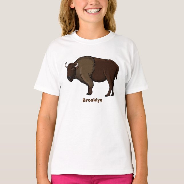 Camiseta Feliz ilustracion de búfalo de bisonte americano (Anverso)
