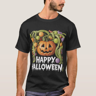Camiseta Feliz Ilustracion de calabaza de Halloween con dul