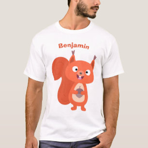 Camiseta Feliz ilustracion de personalizado de ardilla roja