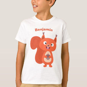 Camiseta Feliz ilustracion de personalizado de ardilla roja