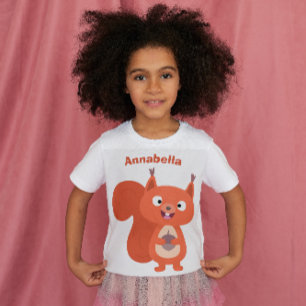 Camiseta Feliz ilustracion de personalizado de ardilla roja