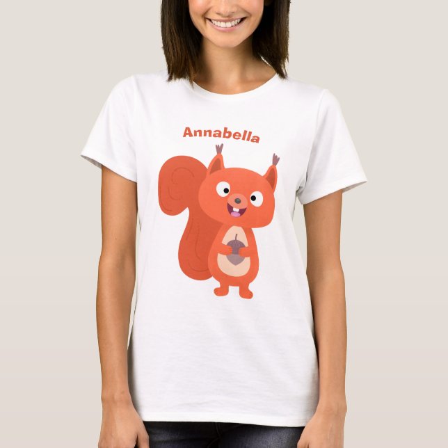 Camiseta Feliz ilustracion de personalizado de ardilla roja (Anverso)