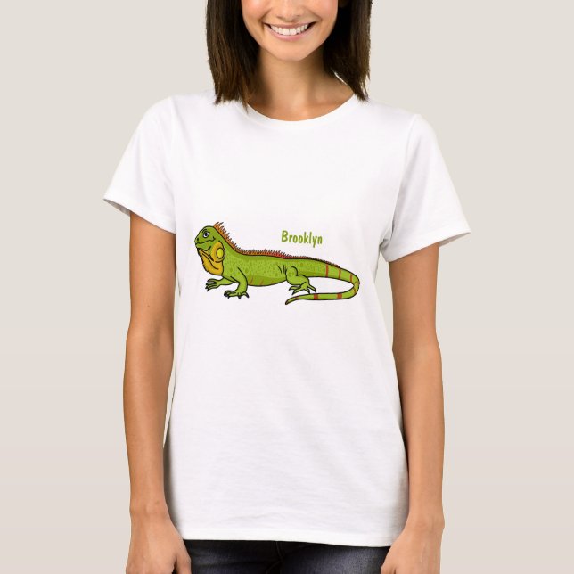 Camiseta Feliz ilustracion personalizado de iguana verde (Anverso)