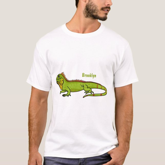 Camiseta Feliz ilustracion personalizado de iguana verde (Anverso)