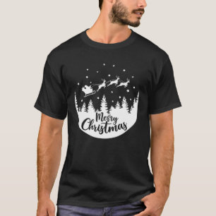 Camiseta Feliz invierno navideño Santa Claus reno volador