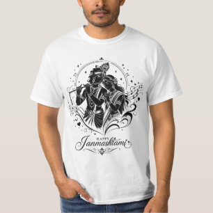 Camiseta Feliz Janmashtami de Radha Krishna Flauta