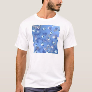 Camiseta Feliz Janucá Estrella Fugaz y Trompos de Hanukkah