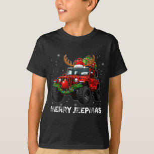 Camiseta Feliz Jeepmas Luces feas de Reno Navidad