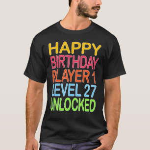 Camiseta Feliz Jugador de Cumpleaños 1 Bi Gracioso Desbloqu