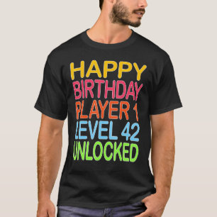 Camiseta Feliz Jugador de Cumpleaños 1 Nivel 42 Bi Gracioso