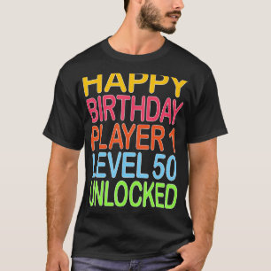 Camiseta Feliz Jugador de Cumpleaños 1 Nivel 50 Gracioso Bi