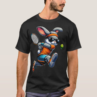 Camiseta Feliz Jugador de Tenis Conejo de Pascua, Rabbi Dep