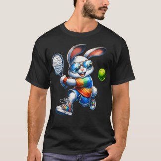 Camiseta Feliz Jugador de Tenis Conejo de Pascua, Rabbi Dep