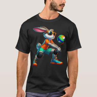 Camiseta Feliz Jugador de Voleibol Conejo de Pascua Lover S