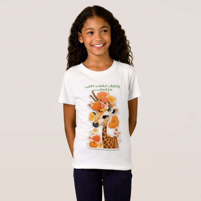 Camiseta feliz kawaii giraffe halloween (Anverso completo)