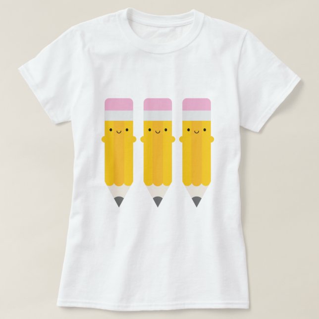 Camiseta Feliz Kawaii Pencils (Diseño del anverso)