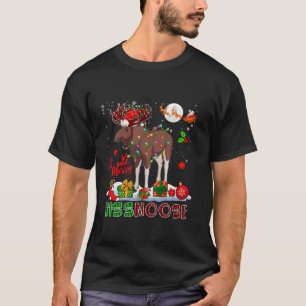 Camiseta Feliz Kissmoose Santa Moose Cuernos de Placa Roja 