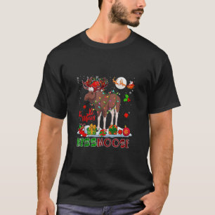 Camiseta Feliz Kissmoose Santa Moose Cuernos de Placa Roja 