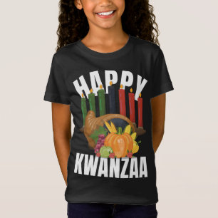 Camiseta Feliz Kwanzaa Fir de velas de feriado afroamerican