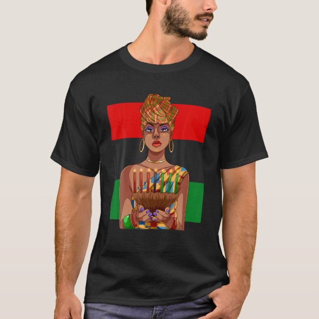 Camiseta Feliz Kwanzaa Kinara Velas afroamericanas Holi (Anverso)