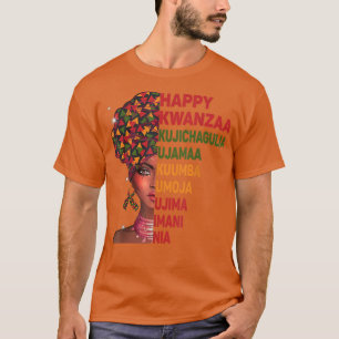 Camiseta Feliz Kwanzaa La mujer negra africana Siete princi