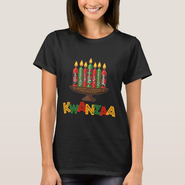 Camiseta Feliz Kwanzaa Siete Principios De Kwanzaa - Kinara (Anverso)