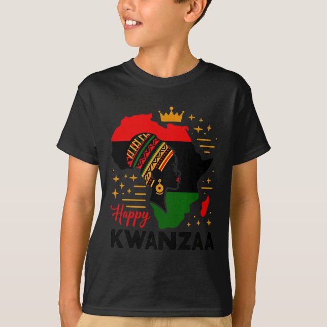 Camiseta Feliz Kwanzaa Siete Principios De Las Mujeres Kwan (Anverso)