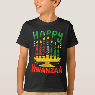 Camiseta Feliz Kwanzaa Siete principios Kinara Velas