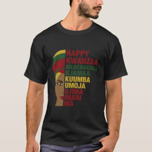 Camiseta Feliz Kwanzaa Una Mujer Negra Africana Para Navida
