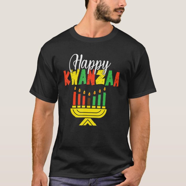 Camiseta Feliz Kwanzaa velas Afro Cultura Negra Africana w (Anverso)