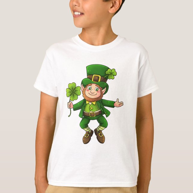 Camiseta Feliz Leprechaun y Shamrock (Anverso)