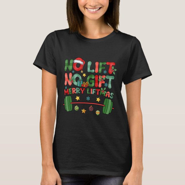 Camiseta Feliz Liftmas Sin Ascensor No Navidad Presenta Gim (Anverso)