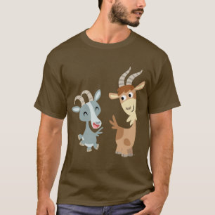 Camiseta feliz linda de dos cabras del dibujo
