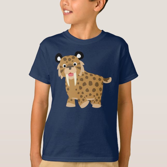 Camiseta feliz linda de los niños de Smilodon del (Anverso)