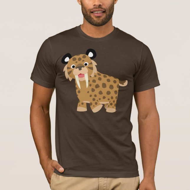 Camiseta feliz linda de Smilodon del dibujo (Anverso)