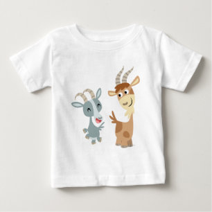 Camiseta feliz linda del bebé de dos cabras del