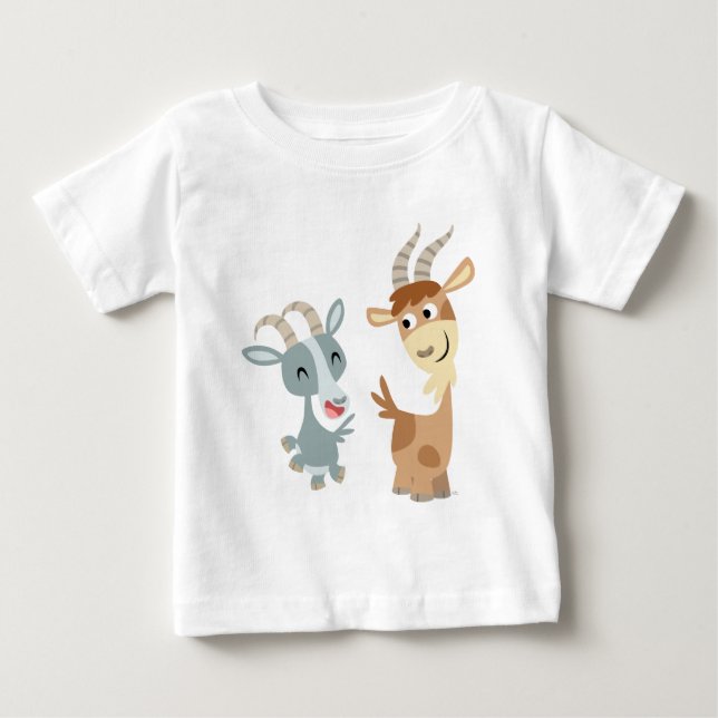 Camiseta feliz linda del bebé de dos cabras del (Anverso)